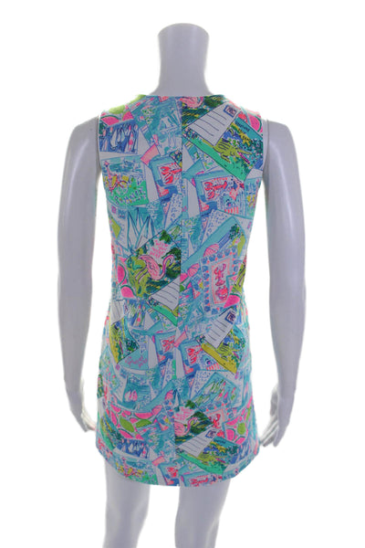 Lilly Pulitzer Girls Sleeveless Abstract Print V Neck Dress Multicolor 12