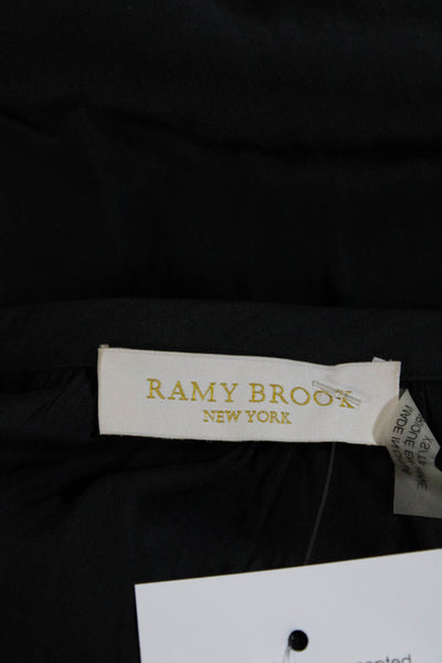 Ramy Brook Women's Round Neck Long Sleeves Blouse Black Size XS