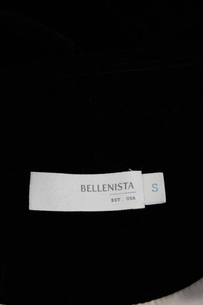 Bellenista Womens Velvet Two Button Wide Lapel Blazer Jacket Black Size Small