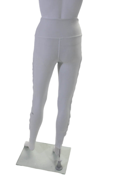 Alo Womens High Elastic Waist Tapered Compression Leggings White Size XS