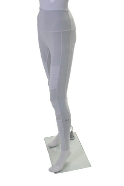 Alo Yoga Womens HIgh Elastic Waist Tapered Compression Leggings White XS