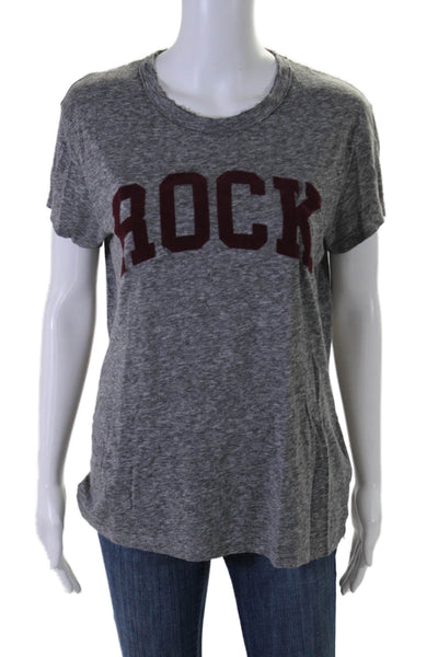 Zadig & Voltaire Womens Cotton Jersey Rock Iron On Short Sleeve Top Gray Size M