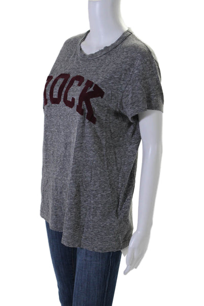 Zadig & Voltaire Womens Cotton Jersey Rock Iron On Short Sleeve Top Gray Size M