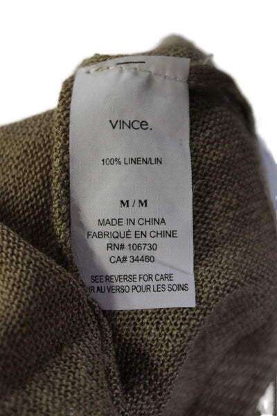 Vince Womens Brown Linen Scoop Neck Long Sleeve Sweater Top Size S