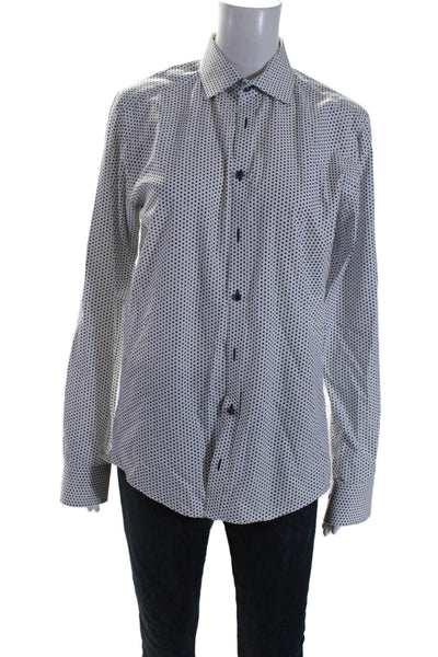 Sand Copenhagen Womens Cotton Polka Dot Button Up Blouse Top White Size 39