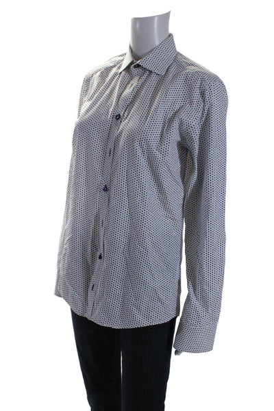 Sand Copenhagen Womens Cotton Polka Dot Button Up Blouse Top White Size 39