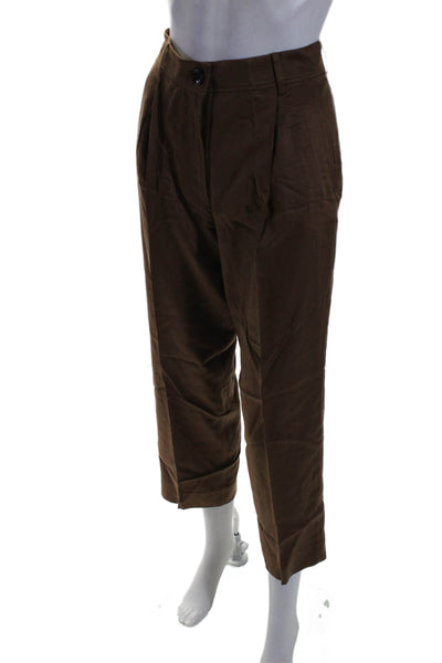 R Label The Reset Womens 2 Pocket High-Rise Tapered Pants Trousers Brown Size S