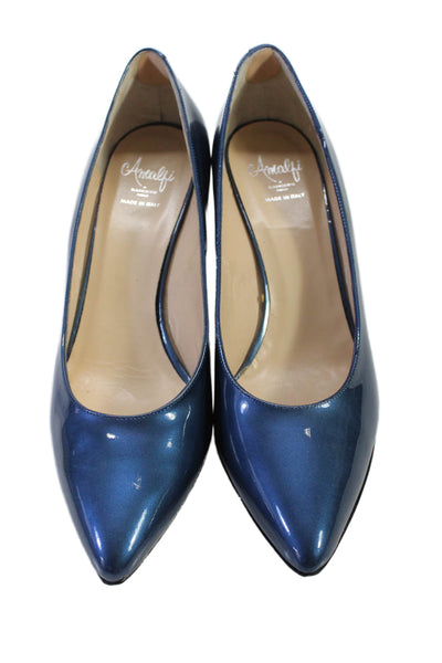 Amalfi by Rangoni Womens Patent Leather Pointed Toe Pumps Blue Size 11