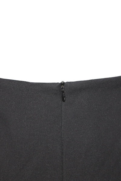 L'Agence Womens Front Slit Knee Length Pencil Skirt Black Cotton Size 2