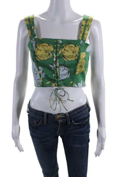 Alexis Womens Floral Print Cropped Tank Top Green Multi Colored Size Small