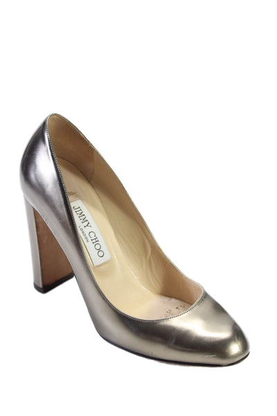 Jimmy Choo Womens Patent Leather Slide On High Heel Pumps Bronze Gold Size 37 7