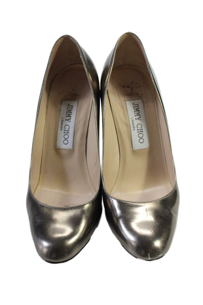 Jimmy Choo Womens Patent Leather Slide On High Heel Pumps Bronze Gold Size 37 7