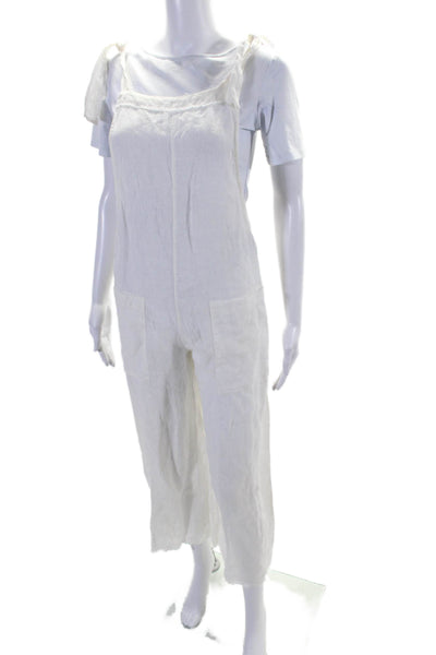 9 Seed Womens Sleeveless High Rise Wide Leg Jumpsuit White Cotton Size 1