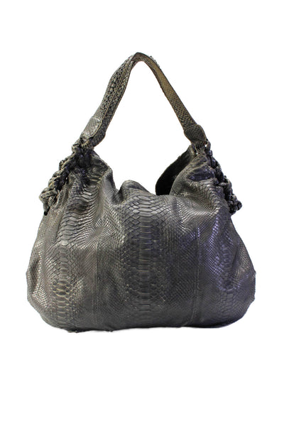 Byron Womens Python Zipped Extra Large Hobo Handbag Gray