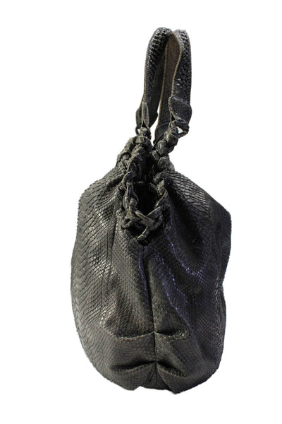 Byron Womens Python Zipped Extra Large Hobo Handbag Gray