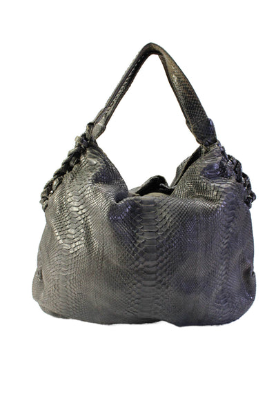 Byron Womens Python Zipped Extra Large Hobo Handbag Gray