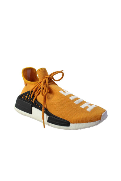 Adidas Pharrell Williams Mens NMD HU Embroidered Sneakers Tangerine Size 8.5