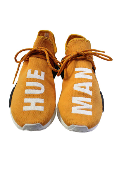 Adidas Pharrell Williams Mens NMD HU Embroidered Sneakers Tangerine Size 8.5