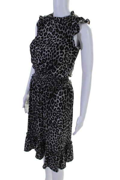 Michael Michael Kors Women's Sleeveless Midi Dress Animal Print Size XS