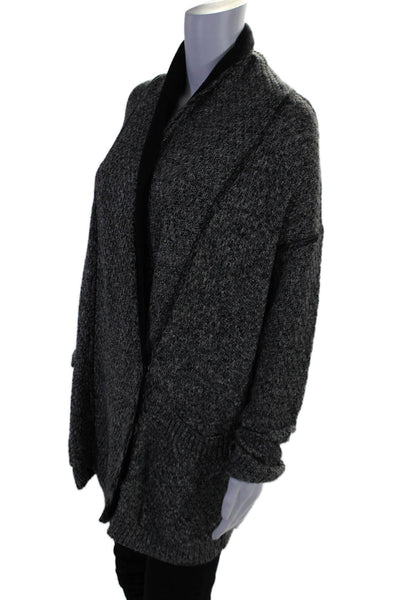 Designer Womens Thick Knit Long Sleeve Sweater Cardigan Navy Blue Size M