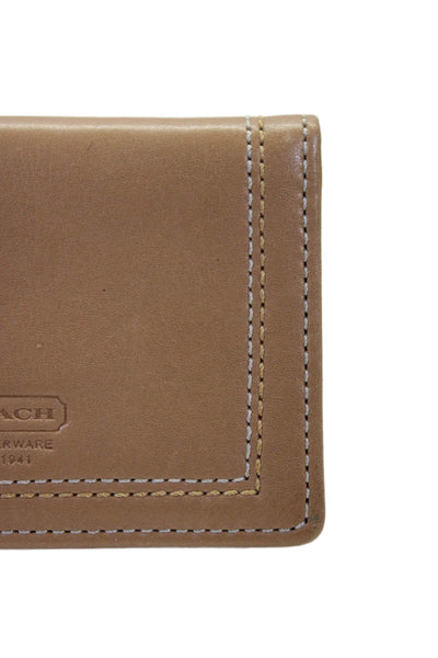 Coach Womens Leather Embossed Snapped Buttoned Flapped Coin Wallet Brown