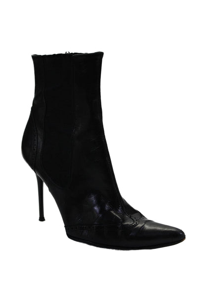 Dolce & Gabbana Women's Pointed Toe Stiletto Pull-On Ankle Boots Black Size 8