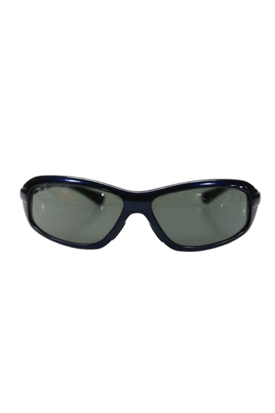 Ray Ban Women's Shiny Oval Shape Blue Frame Sunglass