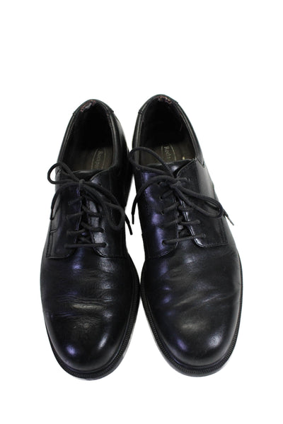 Rockport Mens Leather Lace Up Oxford Dress Shoes Shiny Black Size 9.5 Medium