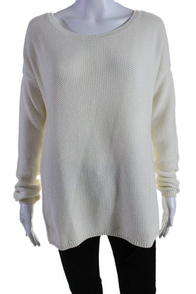 Vince Womens Solid White Crew Neck Long Sleeve Sweater Top Size M