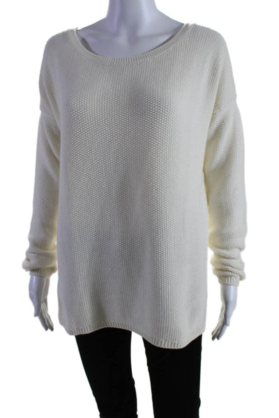 Vince Womens Solid White Crew Neck Long Sleeve Sweater Top Size M