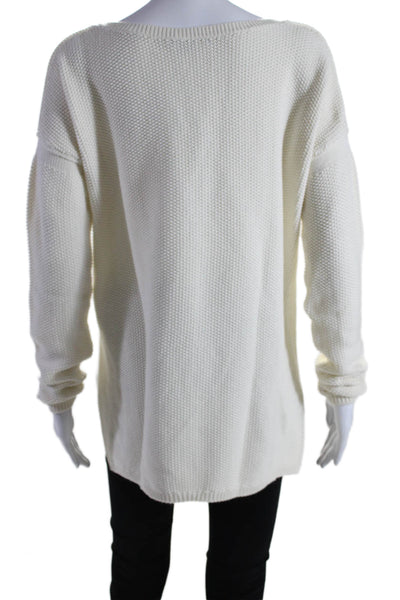 Vince Womens Solid White Crew Neck Long Sleeve Sweater Top Size M