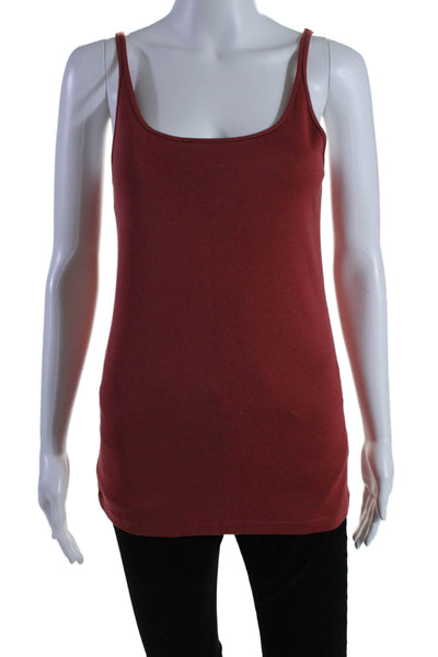 Eileen Fisher Womens Rusty Red Cotton Scoop Neck Sleeveless Tank Top Size M