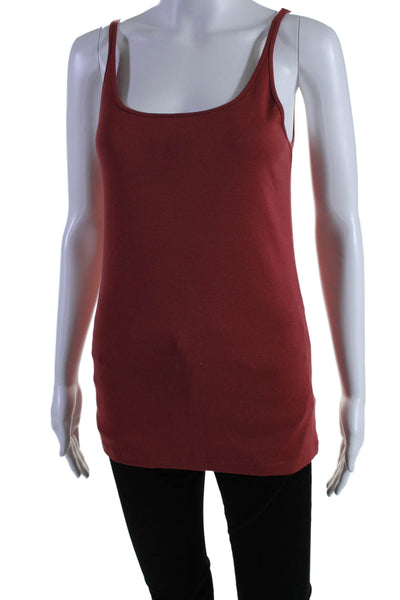 Eileen Fisher Womens Rusty Red Cotton Scoop Neck Sleeveless Tank Top Size M