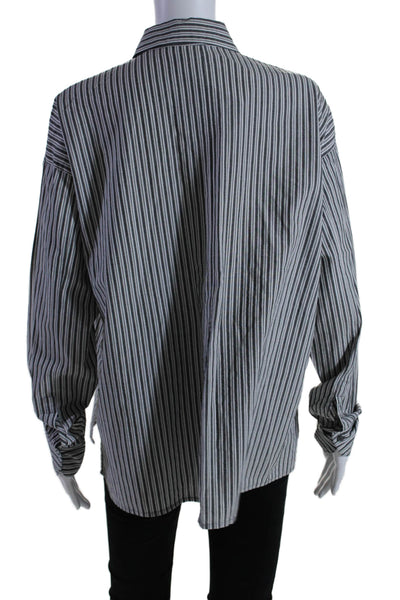 Vince Womens Gray Striped Collar Long Sleeve Button Down Shirt Size S