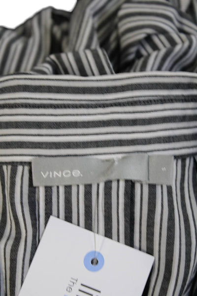 Vince Womens Gray Striped Collar Long Sleeve Button Down Shirt Size S