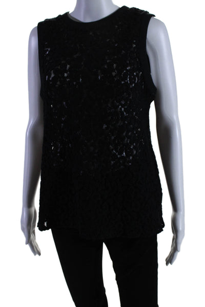 Helmut Lang Womens Sleeveless Crewneck Open Knit Tank Top Black Small