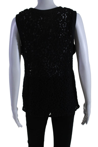 Helmut Lang Womens Sleeveless Crewneck Open Knit Tank Top Black Small