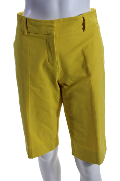 Piazza Sempione Womens Flat Zip Front Pleated Casual Shorts Yellow 32 in