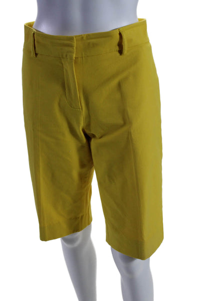 Piazza Sempione Womens Flat Zip Front Pleated Casual Shorts Yellow 32 in