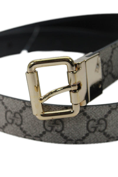 Gucci Men's Buckle Closure Logo Print Leather Belt Black Size 46