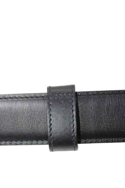 Gucci Men's Buckle Closure Logo Print Leather Belt Black Size 46