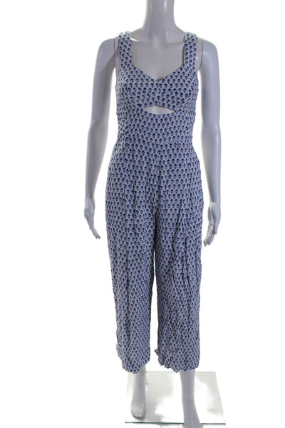 Rebecca Taylor Womens Floral Print Cut Out Sleeveless Jumpsuit White Size 2