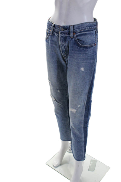 Levis Womens Cotton Denim Distressed 5 Pocket Mid-Rise Jeans Blue Size W26 L28