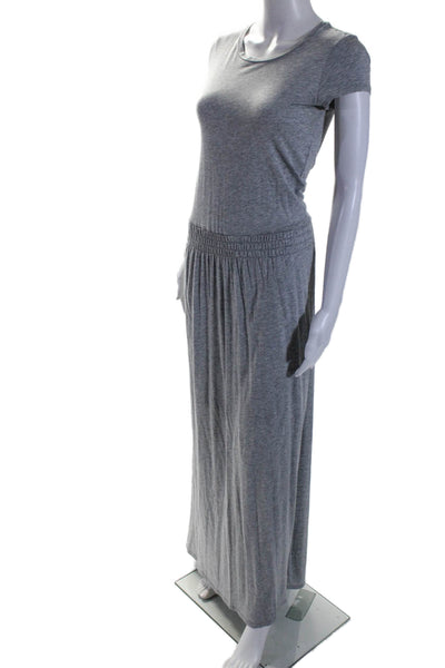 Splendid Womens Cotton Blend Elastic Waist Short Sleeve Maxi Dress Gray Size XS