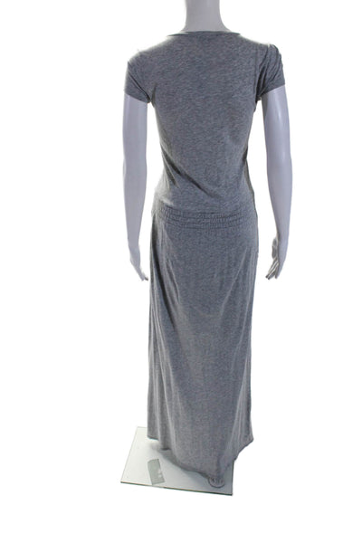 Splendid Womens Cotton Blend Elastic Waist Short Sleeve Maxi Dress Gray Size XS