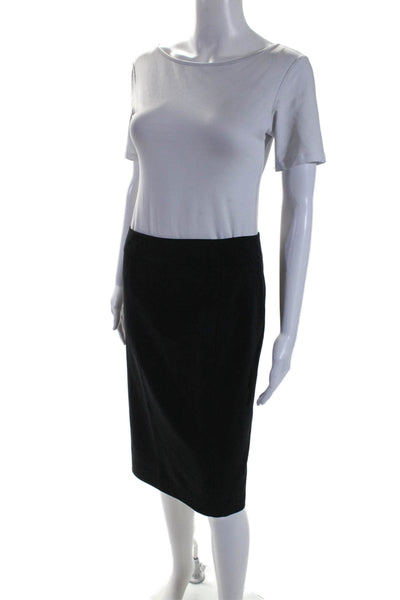 Armani Collezioni Womens Knee Length Back Slit Pencil Skirt Black Wool Size 6