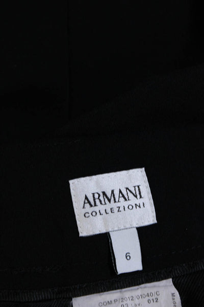 Armani Collezioni Womens Knee Length Back Slit Pencil Skirt Black Wool Size 6