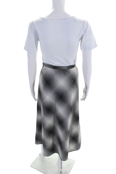 Christian Dior Womens Gray Wool Plaid Side Zip Lined Midi A-line Skirt Size 10