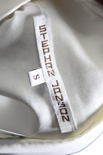 Stephan Janson Womens White Collar Long Sleeve Button Down Tunic Shirt Size S