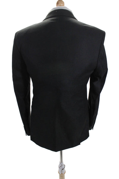 Zara Mens LLong Sleeve Notched Lapel One Button Blazer Black Size 42